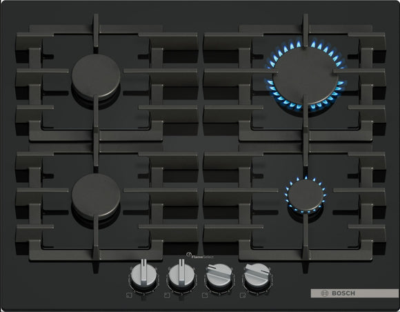 BOSCH Series 6, Gas hob, 60 cm, Tempered glass, Black PPP6A6I40