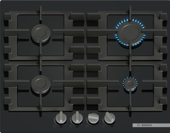 BOSCH Series 4, Gas hob, 60 cm, Tempered glass, Black PNP6B6K40