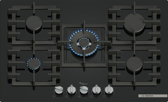 BOSCH Series 6, Gas hob, 75 cm, Tempered glass, Black PPQ7A6I40