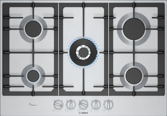 BOSCH Series 6, Gas hob, 75 cm, Stainless steel PCQ7A5I90