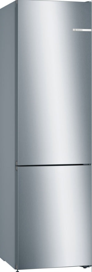 BOSCH Series 4, free-standing fridge-freezer with freezer at bottom, 203 x 60 cm, Stainless steel look, Total No Frost KGN392LEBG