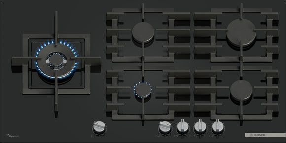 BOSCH Series 6, Gas hob, 90 cm, Tempered glass, Black PPM9A6I40