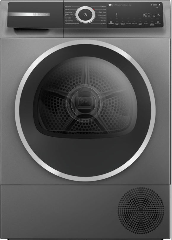 BOSCH Series 6, Heat pump tumble dryer, 9 kg, Cast iron grey WQH246DRIE
