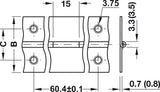 Rolled, straight piano hinge, 32 mm open width