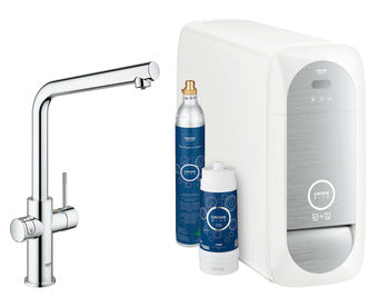 Grohe Blue Home Duo L-Spout Chilled or Sparkling Water Dual Lever Monobloc Filter Tap