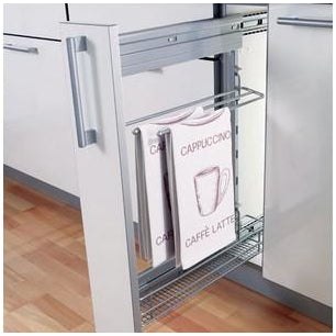 Storage basket and towel holder set, 82 mm width, for 150 mm cabinet width