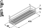 Storage basket set, 82 mm width, for 150 mm cabinet width
