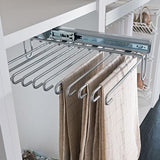 Pull-out trouser rack, under mounted, off centre fitting