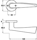 HL09 Lever handle set, stainless steel, standard keyway escutcheon