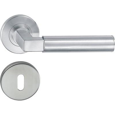 HL15 Lever handle set, stainless steel, standard keyway escutcheon
