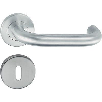 HL04 Lever handle set, stainless steel, standard keyway escutcheon