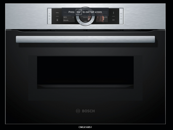 BOSCH SERIES 8, 60 x 45 cm, COMPACT OVEN/MICROWAVE, STAINLESS STEEL CMG676BS6B BUILT IN