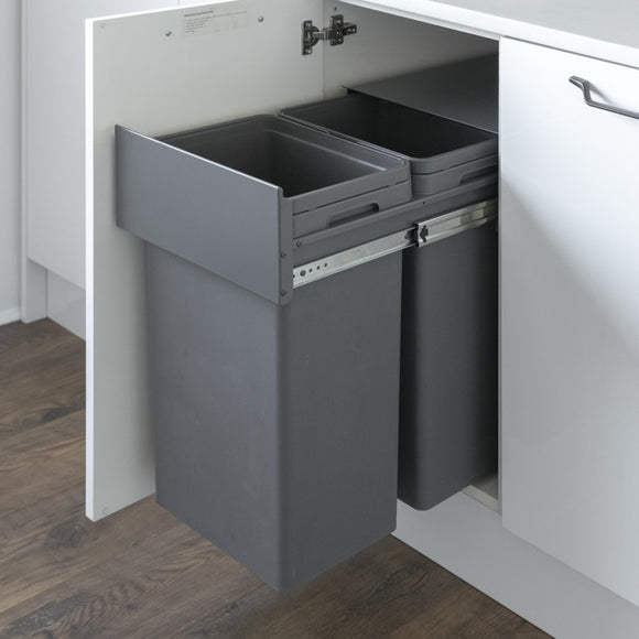 Waste Boss Duo, Pull Out Waste Bin, for Hinged Door Cabinet Width Min. 400 mm 502.21.413