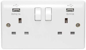 Docking Drawing 2 USB-A 2 Outlets White