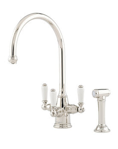 Perrin and Rowe Phoenician Contemporary Triple Lever Monobloc with Seperate Pull-out Spray Tap